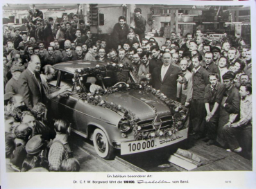 Borgward Isabelle "Die 100.000 faehrt vom Band" 1958 Factoryphoto (10083)